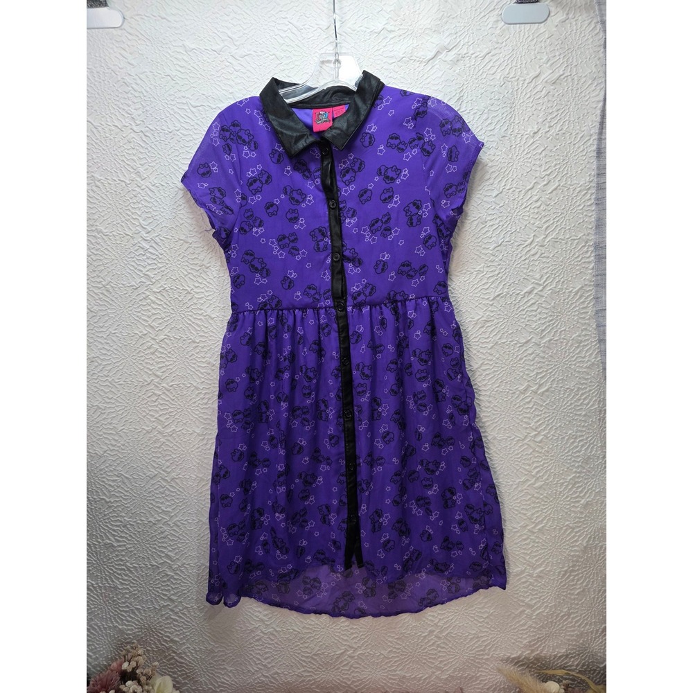 Monster High Dress Kids XL 14/16 Purple Skullette Faux Leather Good Condition